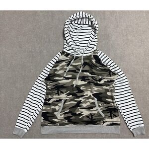 Llday Hoodie Womens XL Camo Striped Pullover‎ Lightweight Super Soft Kangaroo